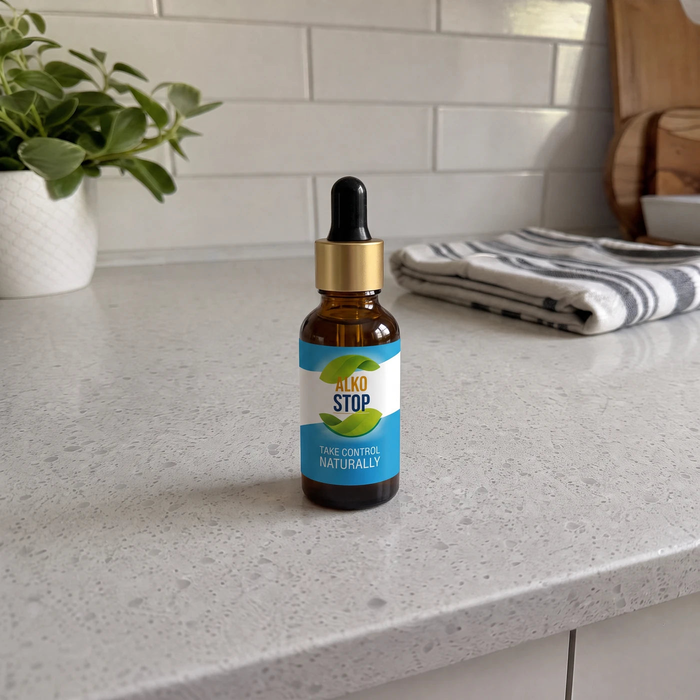 AlkoStop bottle, Stops Alcohol Cravings, Take Control Naturally