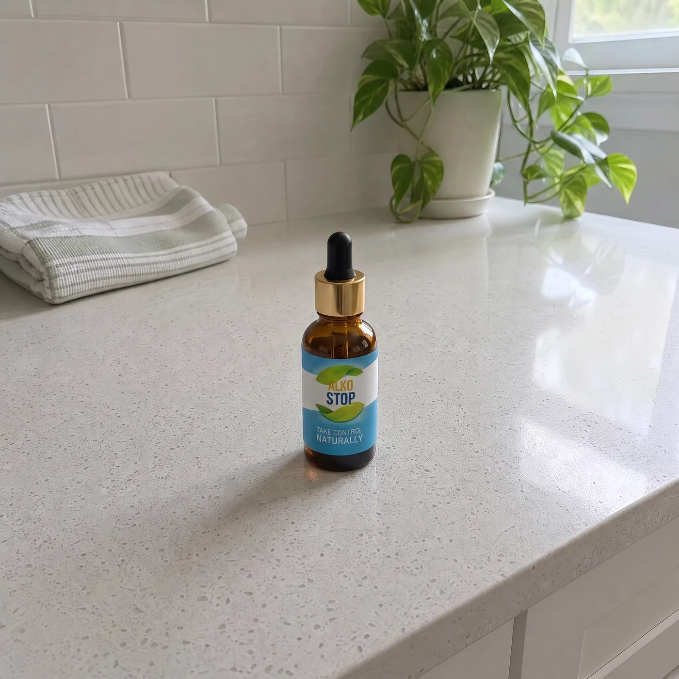 AlkoStop bottle, Stops Alcohol Cravings, Take Control Naturally